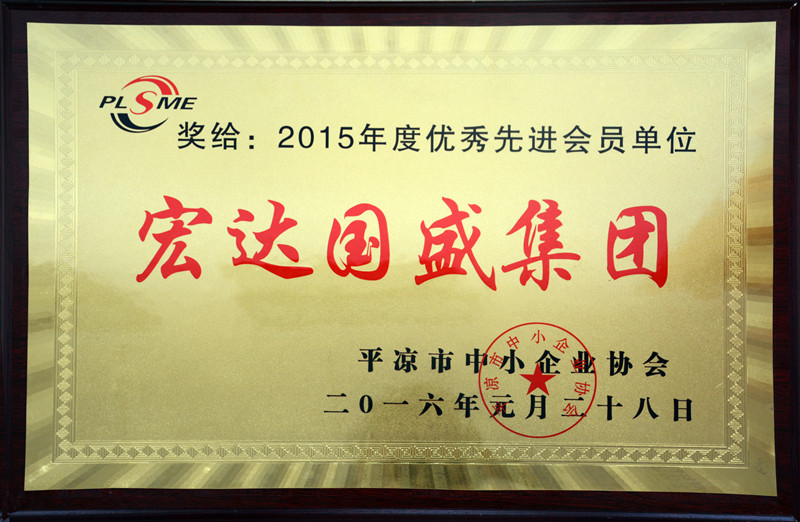 宏达国盛集团荣获2015年度优秀先进会员单位